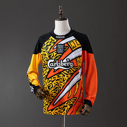 1995-96 Liverpool Yellow/Orange Goalkeeper Long Sleeve Jersey