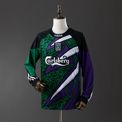 1995-96 Liverpool Green/Purple Goalkeeper Long Sleeve Jersey
