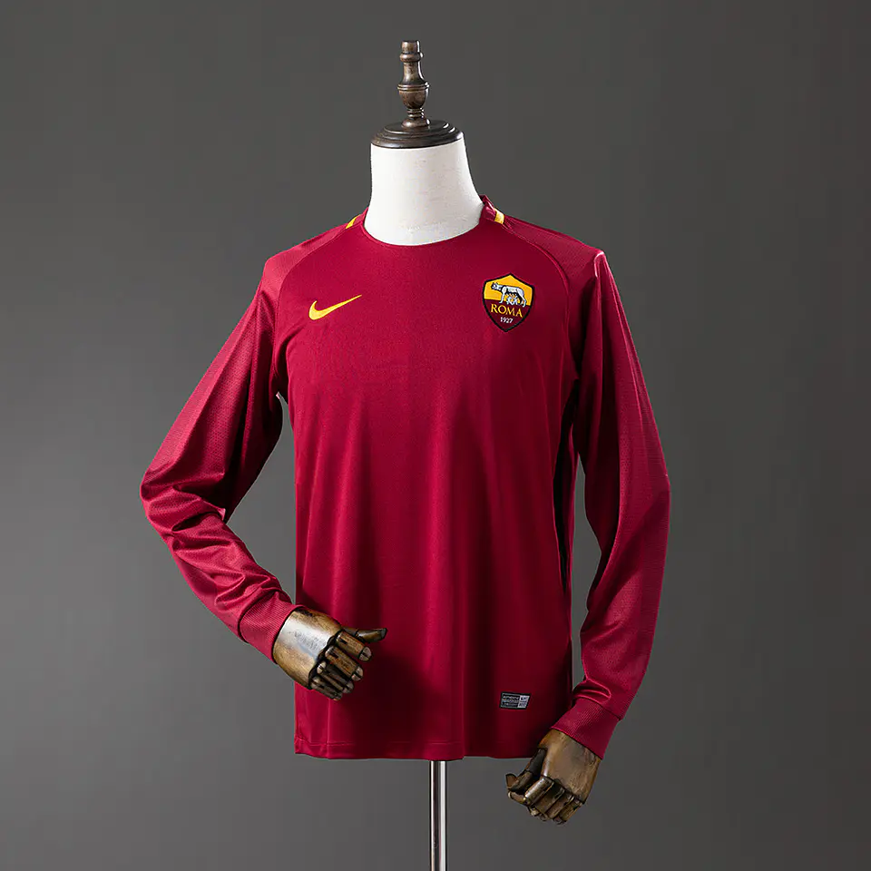2017-18 AS Roma Home Long Sleeve Jersey 1