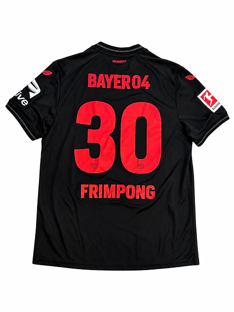 Authentic 2023-24 Bayer Leverkusen Home Jeremie Frimpong #30 Player Edition Jersey