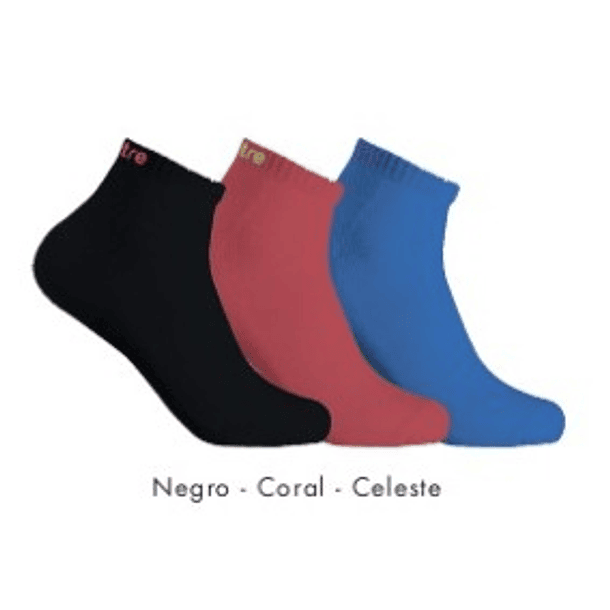 Tripack Calcetin Running Mitre Mujer Celeste/Coral/ Negro