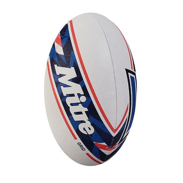 Balon Rugby Grid (Blanco/Azulino/Rojo) 2