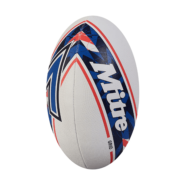 Balon Rugby Grid (Blanco/Azulino/Rojo) 3