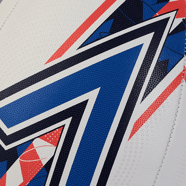 Balon Rugby Grid (Blanco/Azulino/Rojo) 4