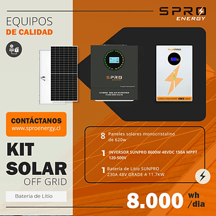 KIT DE ENERGIA SOLAR 8.000WH/DIA (MPPT) LITIO