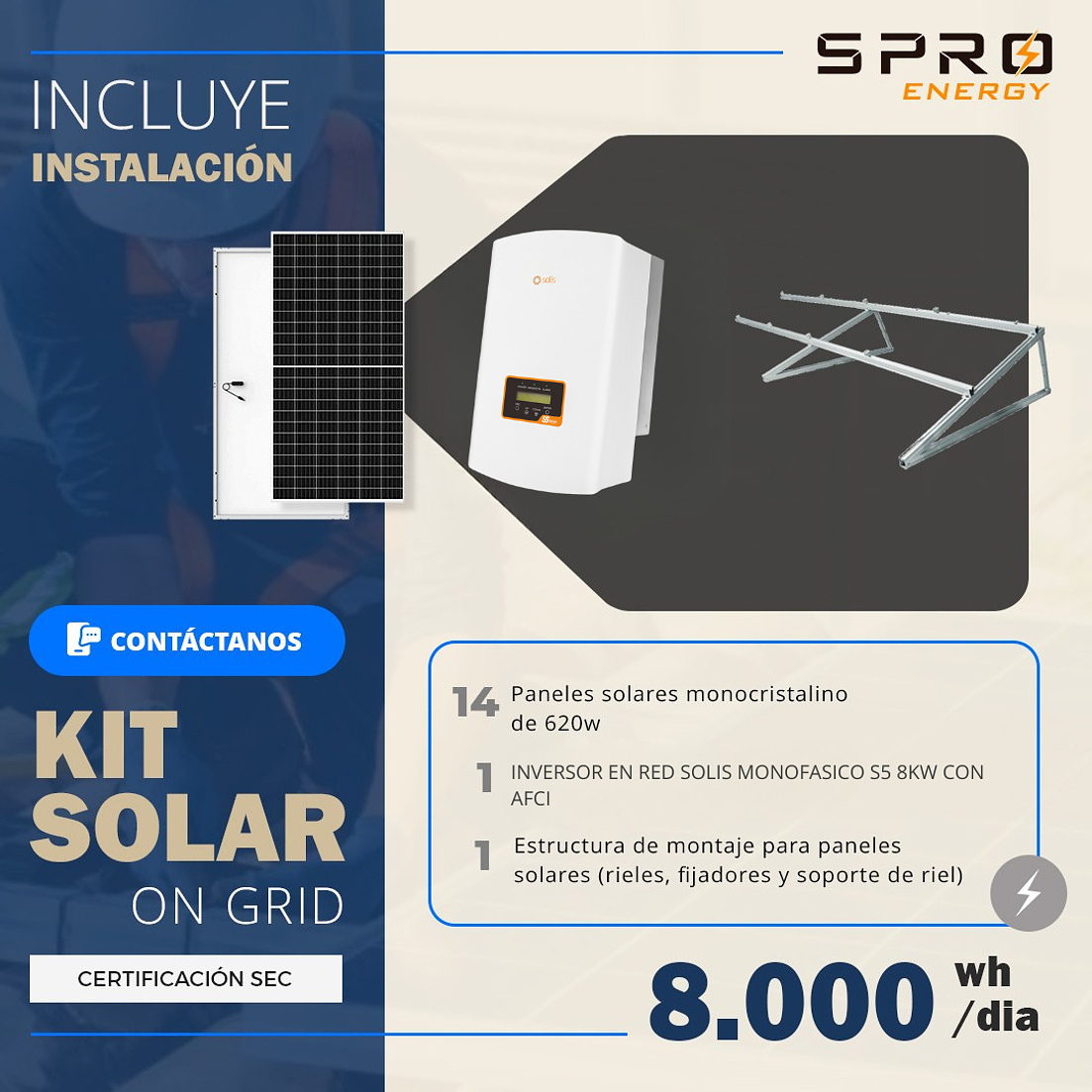 KIT DE ENERGIA SOLAR ON GRID 8KWP - INCLUYE INSTALACION 1