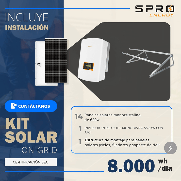 KIT DE ENERGIA SOLAR ON GRID 8KWP - INCLUYE INSTALACION 1