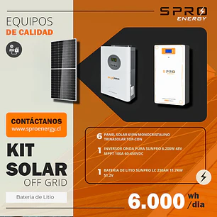 KIT DE ENERGIA SOLAR 6.000WH/DIA (MPPT) LITIO