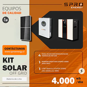 KIT DE ENERGIA SOLAR 4.000WH/DIA (MPPT) LITIO