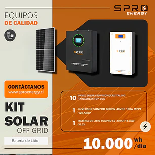 KIT DE ENERGIA SOLAR 10.000WH/DIA (MPPT) LITIO