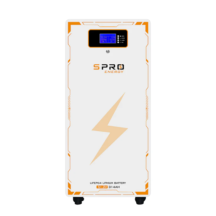 Bateria de litio SUNPRO modelo LC grado A LIFEPO4 51.2V 314AH 6.000 Ciclos 95% DOD 16kw con LCD 1