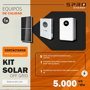KIT DE ENERGIA SOLAR 5.000WH/DIA (MPPT) LITIO