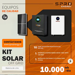 KIT DE ENERGIA SOLAR 10.000WH/DIA (MPPT) LITIO