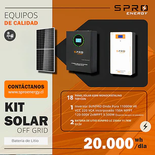 KIT DE ENERGIA SOLAR 20.000WH/DIA (MPPT) LITIO