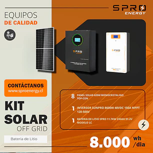 KIT DE ENERGIA SOLAR 8.000WH/DIA (MPPT) LITIO