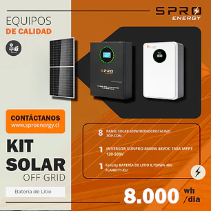 KIT DE ENERGIA SOLAR 8.000WH/DIA (MPPT) LITIO