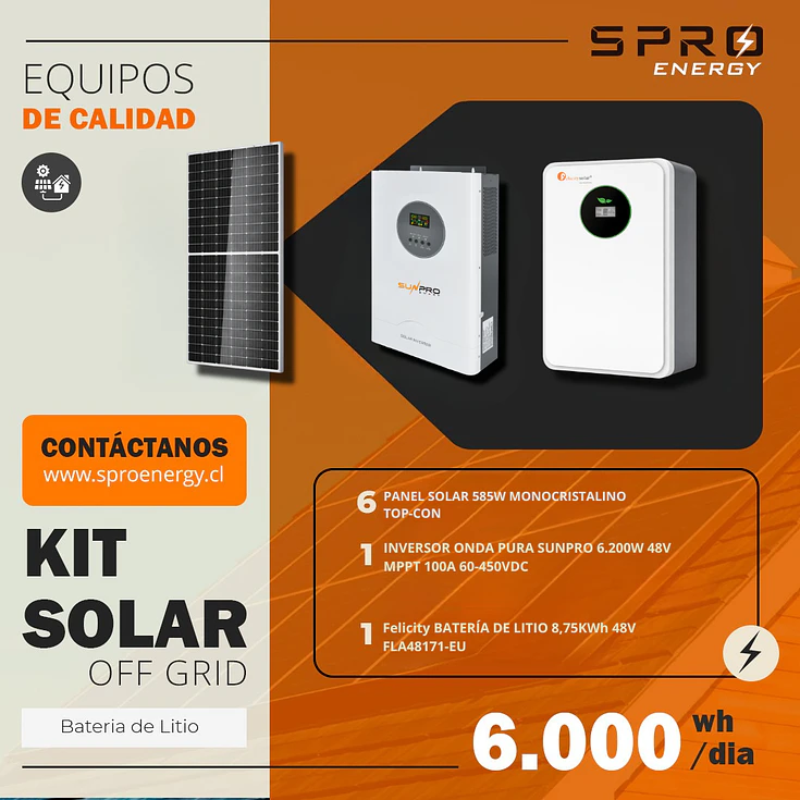 KIT DE ENERGIA SOLAR 6.000WH/DIA (MPPT) LITIO 1