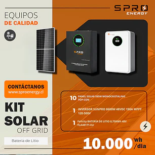 KIT DE ENERGIA SOLAR 10.000WH/DIA (MPPT) LITIO