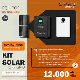 KIT DE ENERGIA SOLAR 12.000WH/DIA (MPPT) LITIO