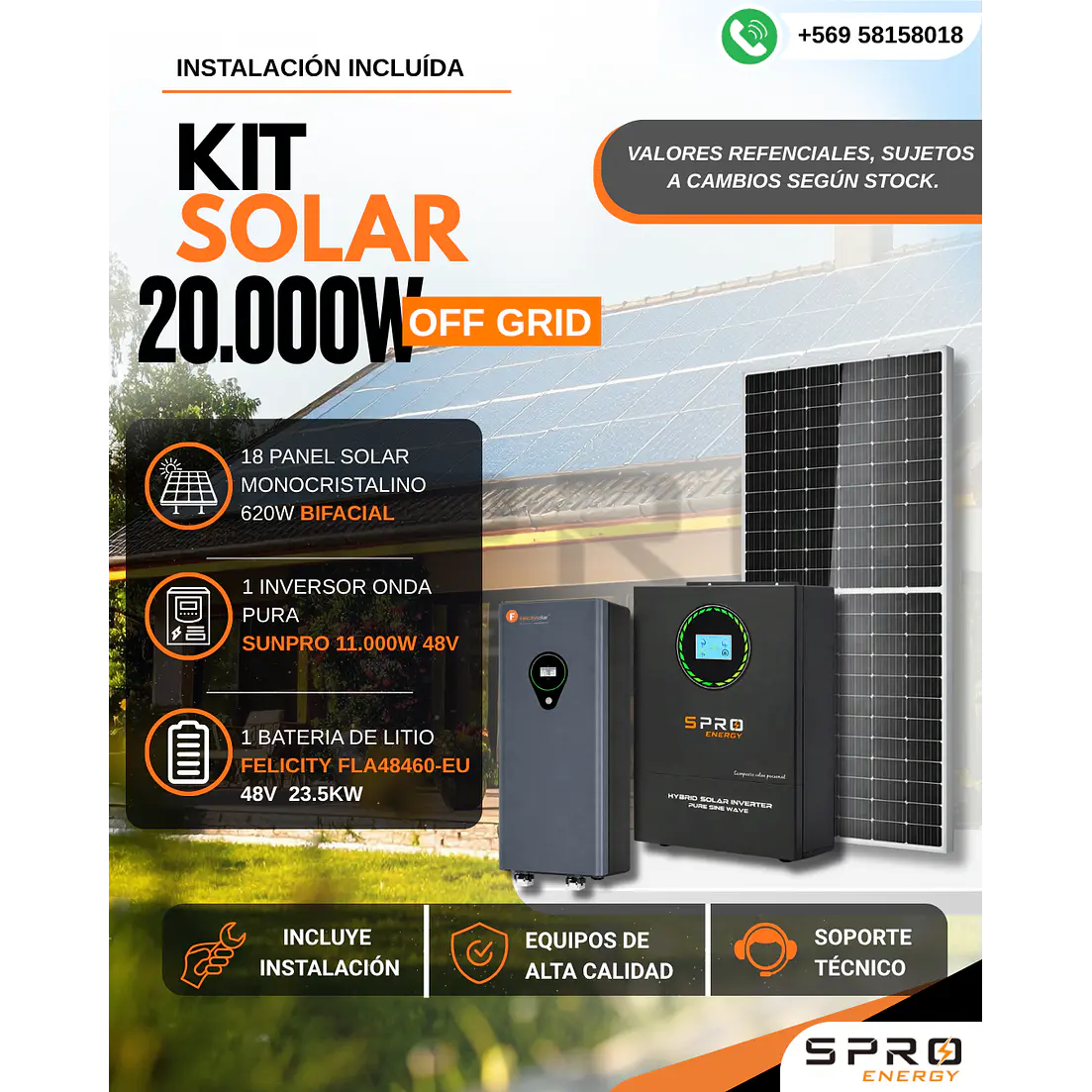 KIT DE ENERGIA SOLAR 20.000W SISTEMA FUERA DE RED (MPPT) INCLUYE INSTALACION (LITIO) 1