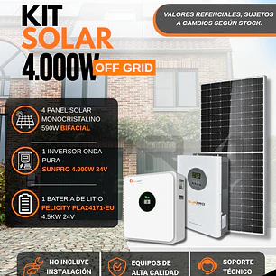KIT DE ENERGIA SOLAR 4.000WH/DIA (MPPT) LITIO