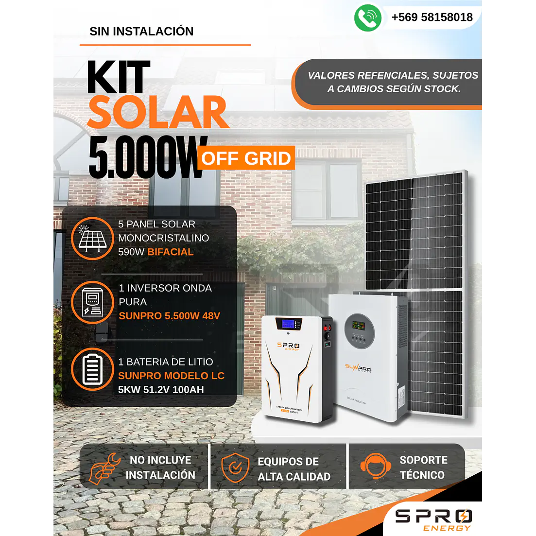 KIT DE ENERGIA SOLAR 5.000WH/DIA (MPPT) LITIO 1
