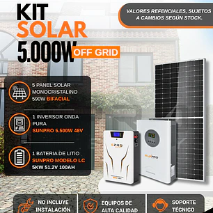 KIT DE ENERGIA SOLAR 5.000WH/DIA (MPPT) LITIO