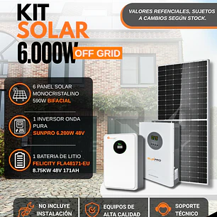 KIT DE ENERGIA SOLAR 6.000WH/DIA (MPPT) LITIO