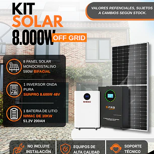 KIT DE ENERGIA SOLAR 8.000WH/DIA (MPPT) LITIO
