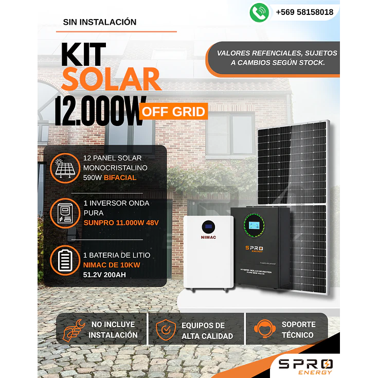 KIT DE ENERGIA SOLAR 12.000WH/DIA (MPPT) LITIO 1