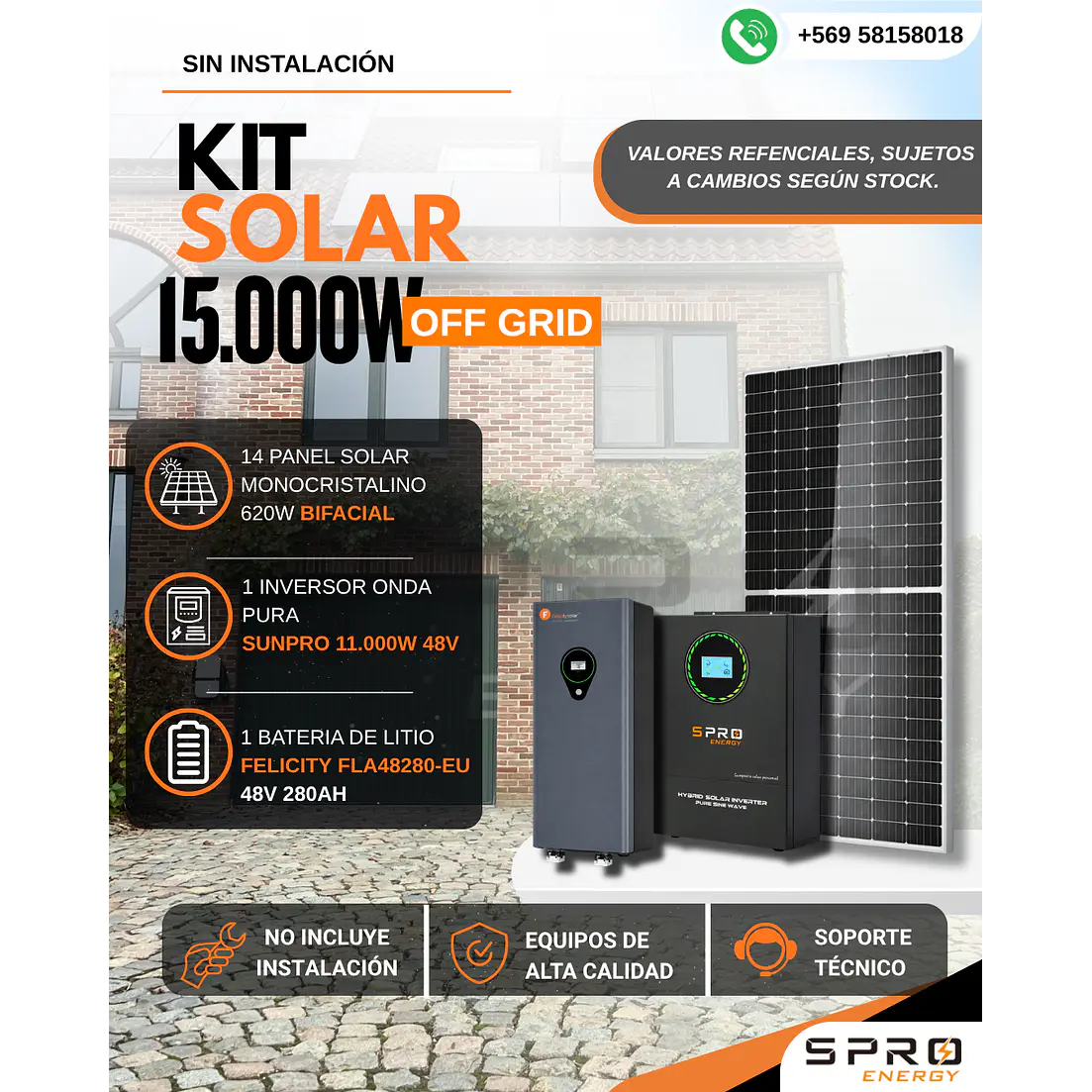 KIT DE ENERGIA SOLAR 15.000WH/DIA (MPPT) LITIO 1