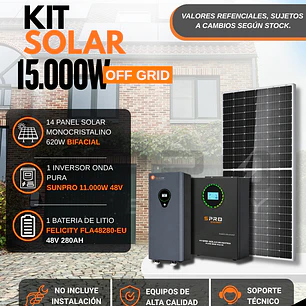 KIT DE ENERGIA SOLAR 15.000WH/DIA (MPPT) LITIO