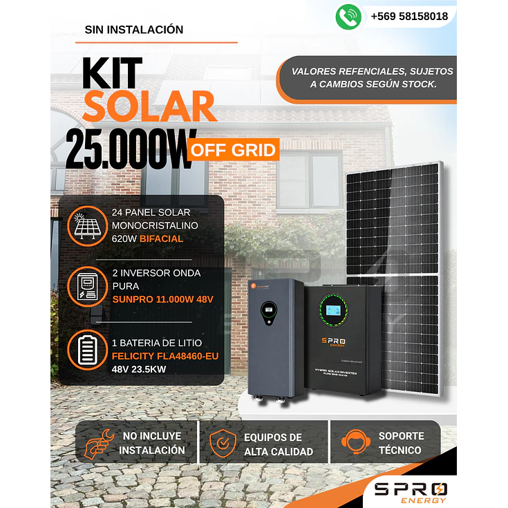 KIT DE ENERGIA SOLAR 25.000WH/DIA (MPPT) LITIO 1