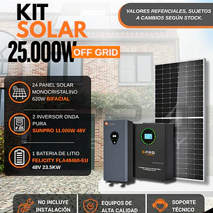 KIT DE ENERGIA SOLAR 25.000WH/DIA (MPPT) LITIO