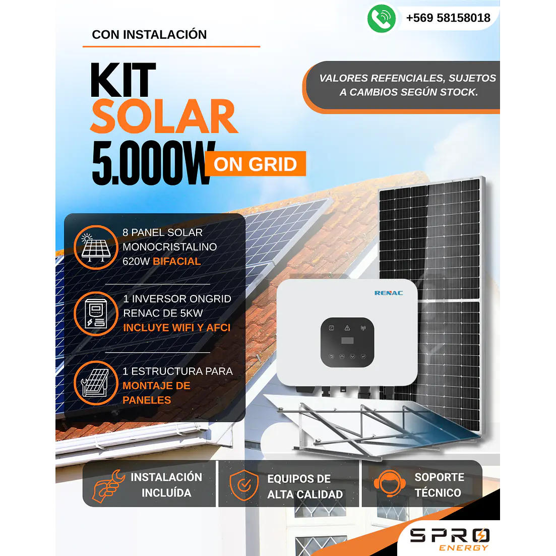 KIT DE ENERGIA SOLAR ON GRID 5KWP - INCLUYE INSTALACION 1