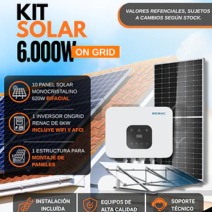 KIT DE ENERGIA SOLAR ON GRID 6KWP - INCLUYE INSTALACION