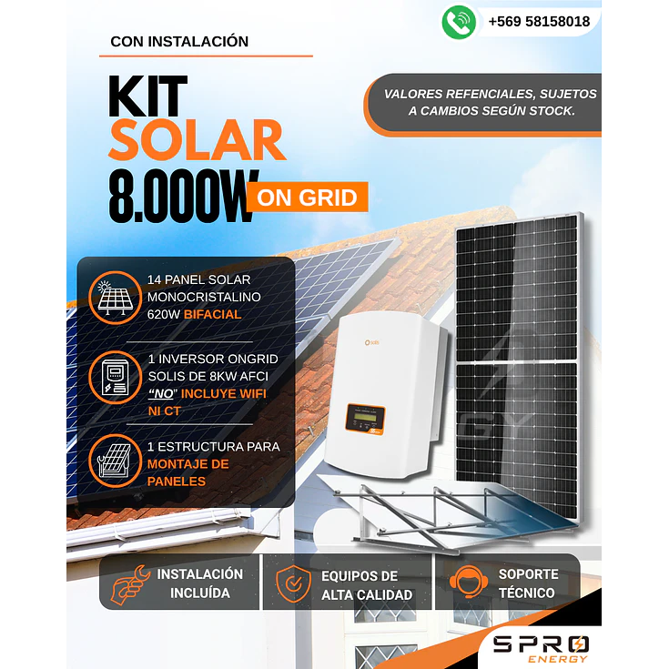 KIT DE ENERGIA SOLAR ON GRID 8KWP - INCLUYE INSTALACION 1