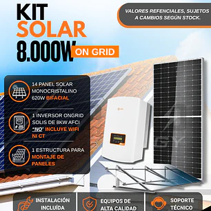 KIT DE ENERGIA SOLAR ON GRID 8KWP - INCLUYE INSTALACION