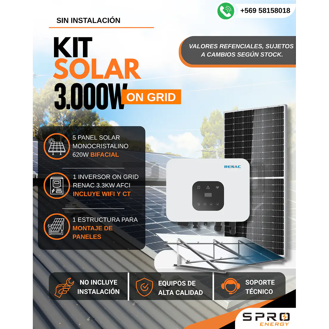 KIT DE ENERGIA SOLAR ON GRID 3KWP 1