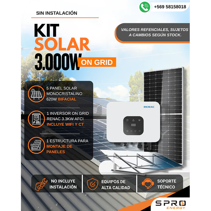 KIT DE ENERGIA SOLAR ON GRID 3KWP 1