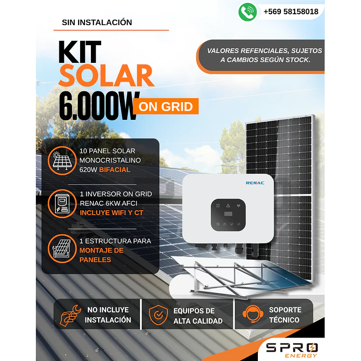 KIT DE ENERGIA SOLAR ON GRID 6KWP 1