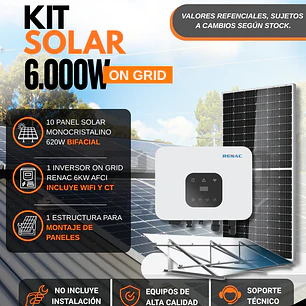 KIT DE ENERGIA SOLAR ON GRID 6KWP
