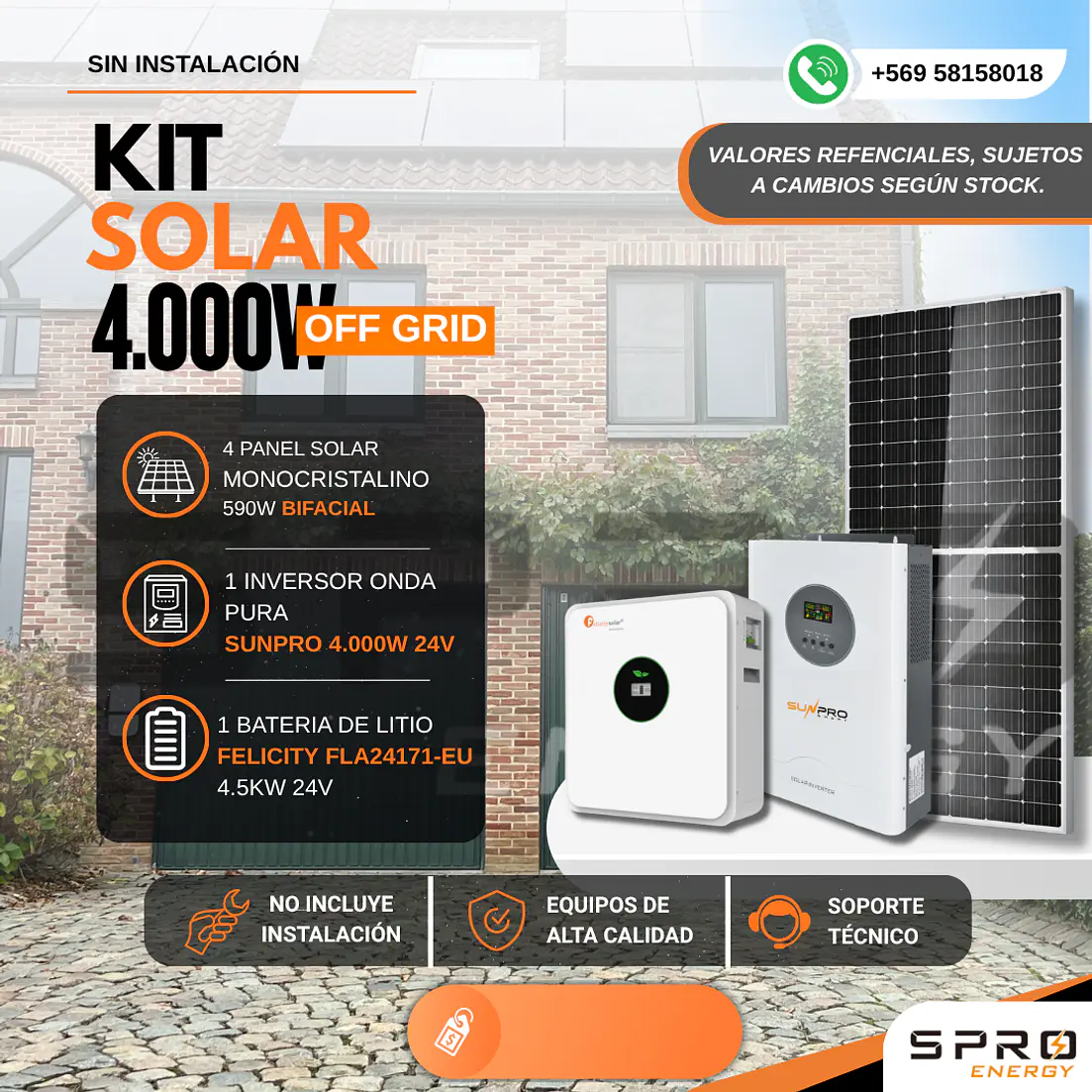 KIT DE ENERGIA SOLAR 4.000WH/DIA (MPPT) LITIO 1