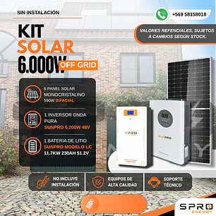 KIT DE ENERGIA SOLAR 6.000WH/DIA (MPPT) LITIO