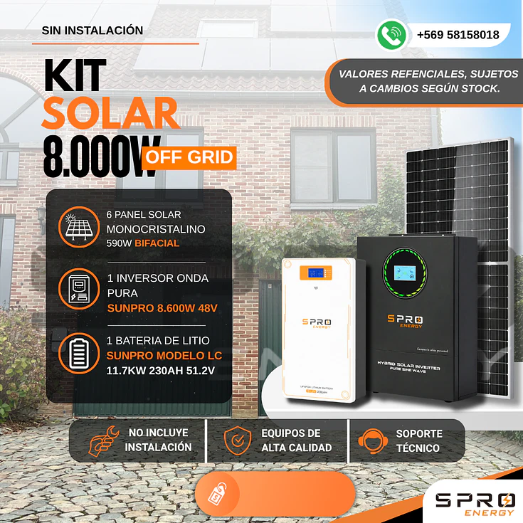 KIT DE ENERGIA SOLAR 8.000WH/DIA (MPPT) LITIO 1
