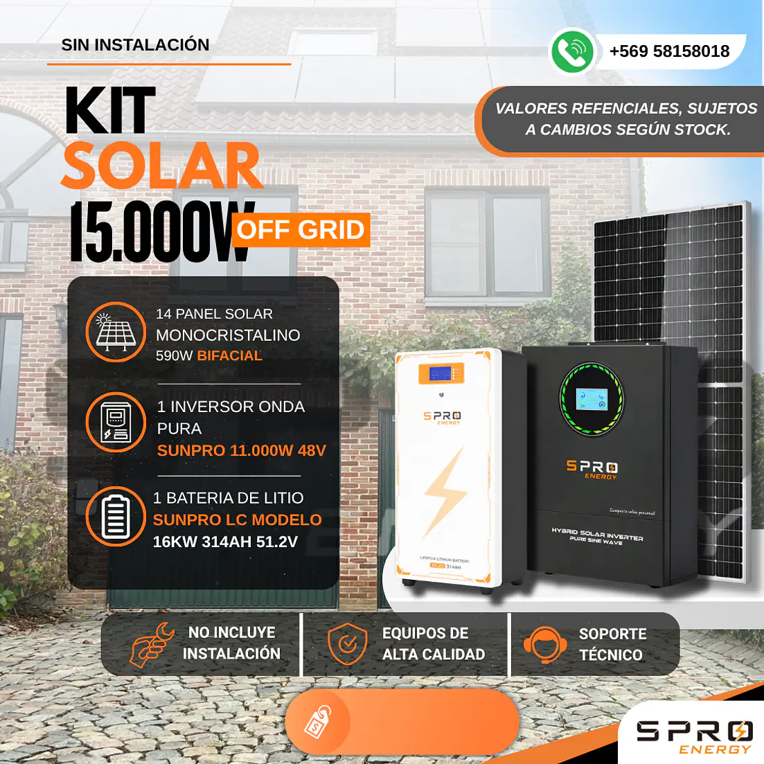 KIT DE ENERGIA SOLAR 15.000WH/DIA (MPPT) LITIO 1