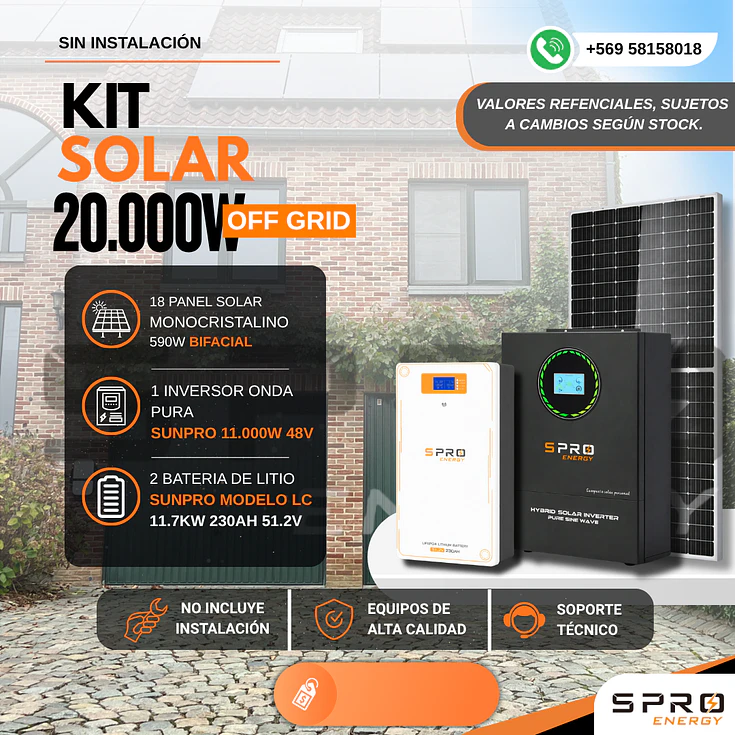 KIT DE ENERGIA SOLAR 20.000WH/DIA (MPPT) LITIO 1