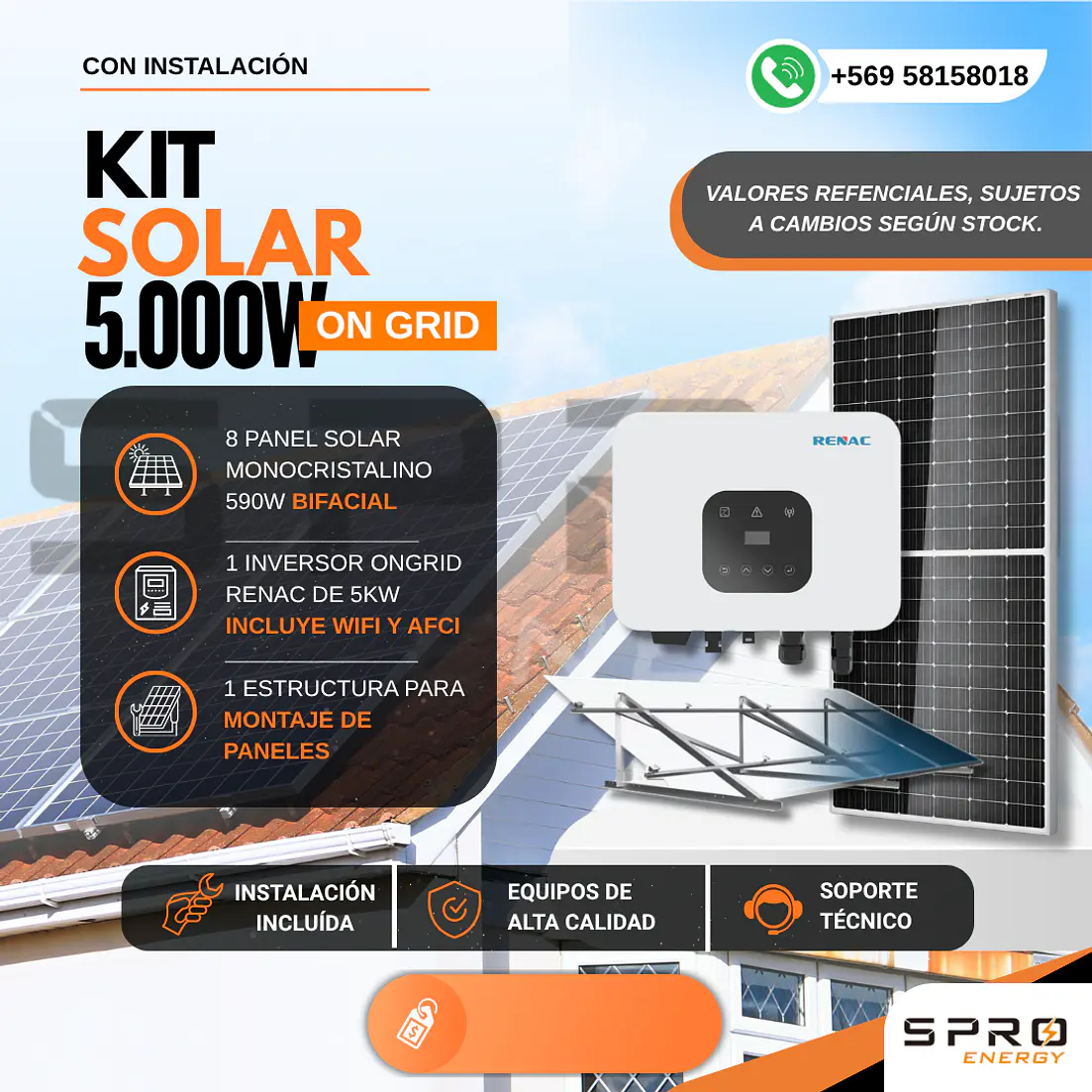 KIT DE ENERGIA SOLAR ON GRID 5KWP - INCLUYE INSTALACION 1