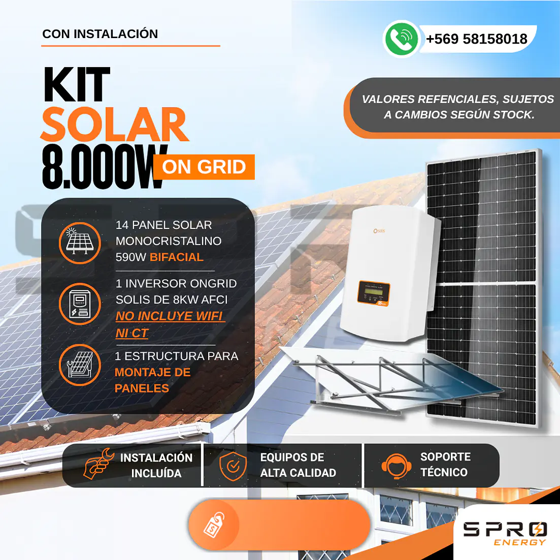 KIT DE ENERGIA SOLAR ON GRID 8KWP - INCLUYE INSTALACION 1