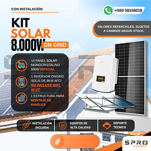 KIT DE ENERGIA SOLAR ON GRID 8KWP - INCLUYE INSTALACION